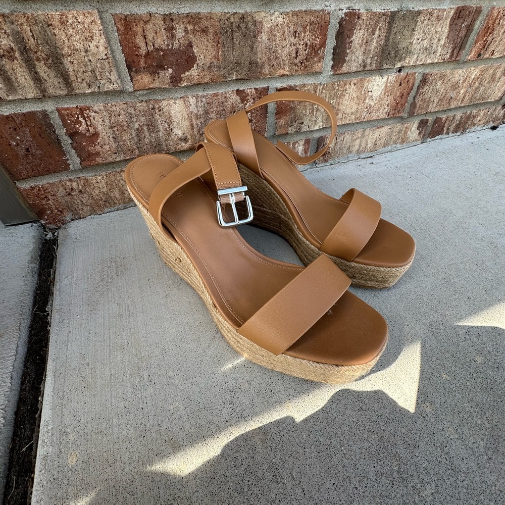 Forever 21 Tan Wedge Sandals with Wide Straps